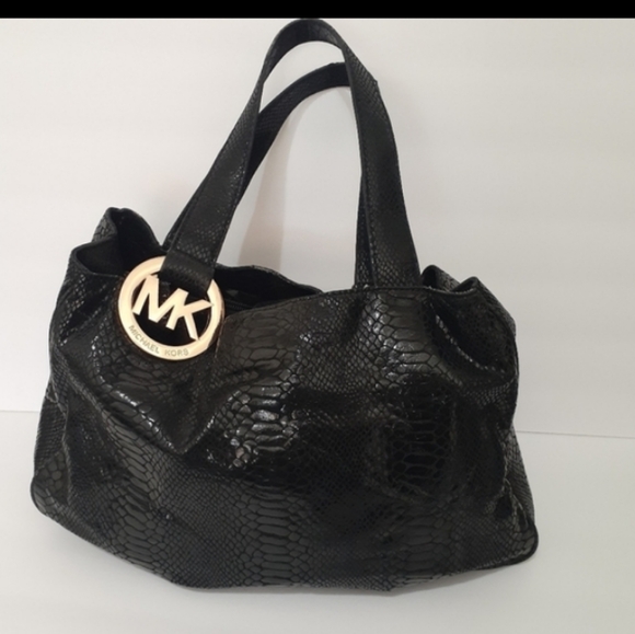 Michael Kors Handbags - 🌞Michael Kors Black Snake-Embossed Tote Bag-Wt 1.98 Lbs.